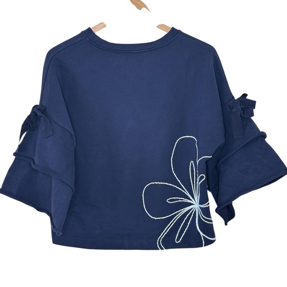Parker Flower Embroidered Sweatshirt Womens Size M 3D Art To Wear‎ Paris Chic - Picture 2 of 9